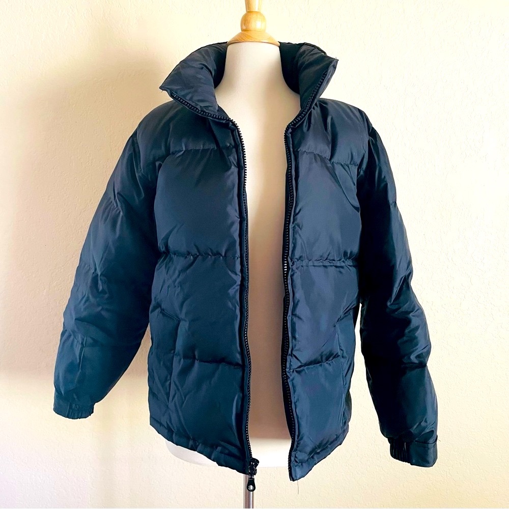 Nordstrom Black Nylon Hooded Puffer Coat Jacket